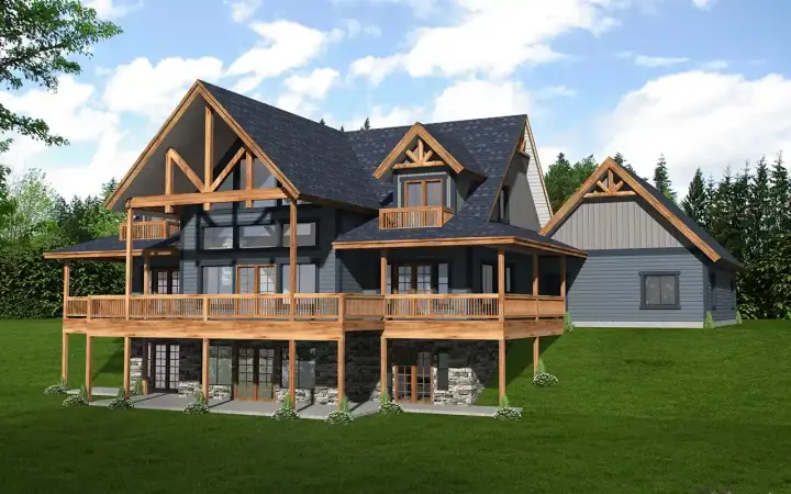 Mountain Rustic house plans 34-652 - front exterior, 2,977 sq ft, 3 bed, 2 bath house plans | Monster House Plans
