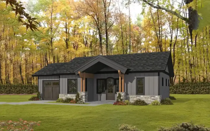 Craftsman house plans 34-653 - front exterior, 1,000 sq ft, 2 bed, 2 bath house plans | Monster House Plans