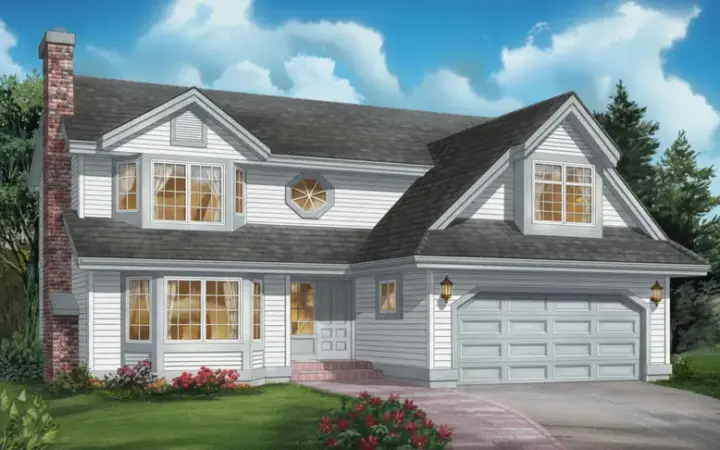 Traditional house plans 35-109 - front exterior, 2,066 sq ft, 4 bed, 2 bath house plans | Monster House Plans
