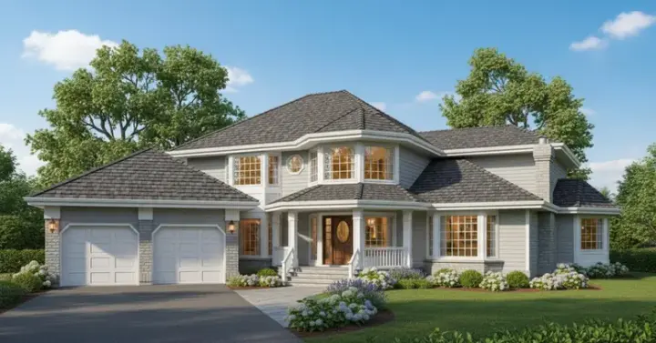 Northwest house plans 35-116 - front exterior, 3,327 sq ft, 5 bed, 2 bath house plans | Monster House Plans
