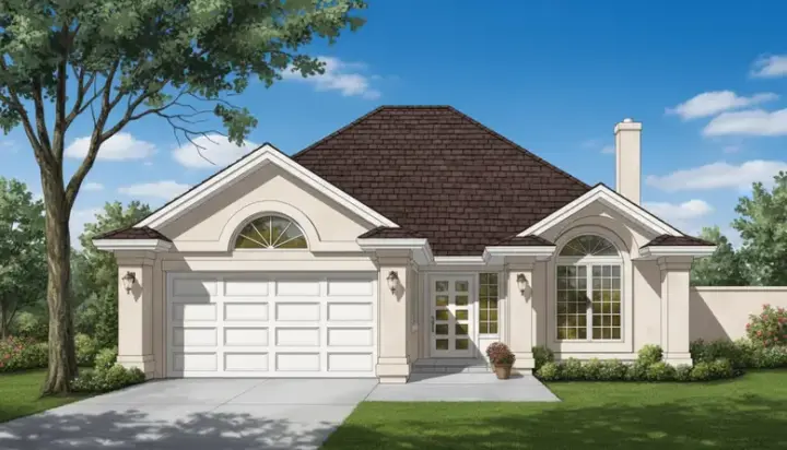 Traditional house plans 35-117 - front exterior, 1,477 sq ft, 3 bed, 2 bath house plans | Monster House Plans