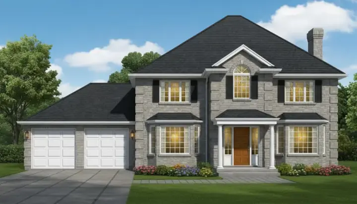 European house plans 35-120 - front exterior, 3,044 sq ft, 4 bed, 2 bath house plans | Monster House Plans