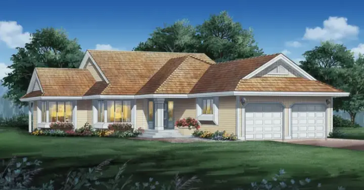 Traditional house plans 35-138 - front exterior, 1,648 sq ft, 3 bed, 2 bath house plans | Monster House Plans