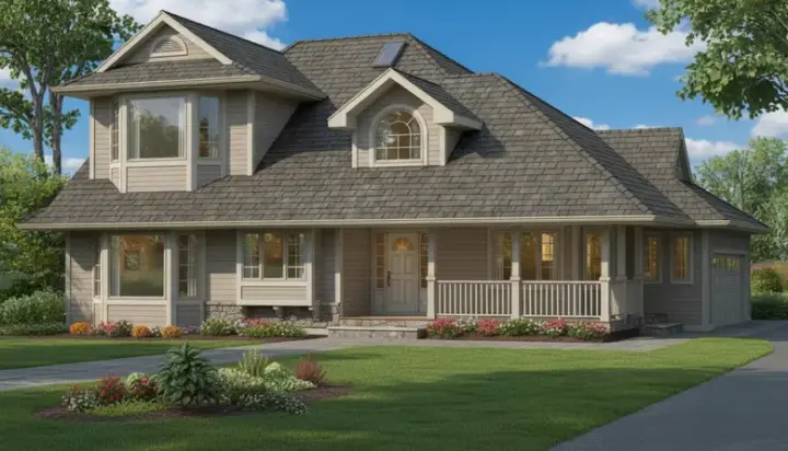 Northwest house plans 35-141 - front exterior, 2,157 sq ft, 3 bed, 2 bath house plans | Monster House Plans