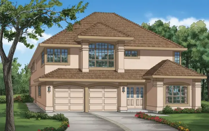 Mediterranean house plans 35-149 - front exterior, 1,696 sq ft, 3 bed, 2 bath house plans | Monster House Plans