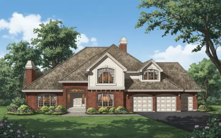 Northwest house plans 35-170 - front exterior, 4,170 sq ft, 4 bed, 4 bath house plans | Monster House Plans