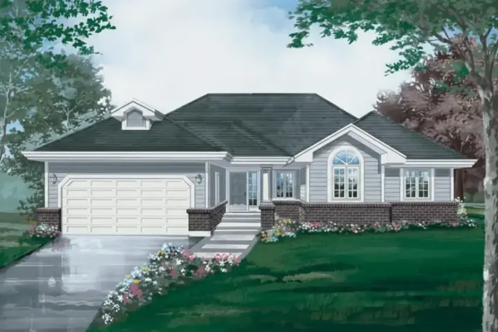 Traditional house plans 35-185 - front exterior, 1,757 sq ft, 3 bed, 2 bath house plans | Monster House Plans