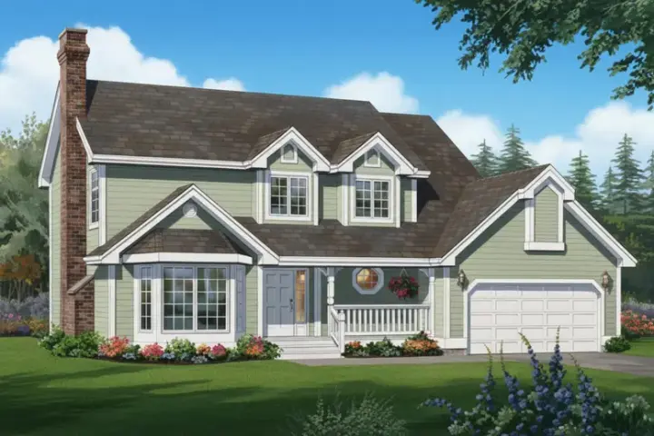 Country house plans 35-187 - front exterior, 2,011 sq ft, 4 bed, 2 bath house plans | Monster House Plans
