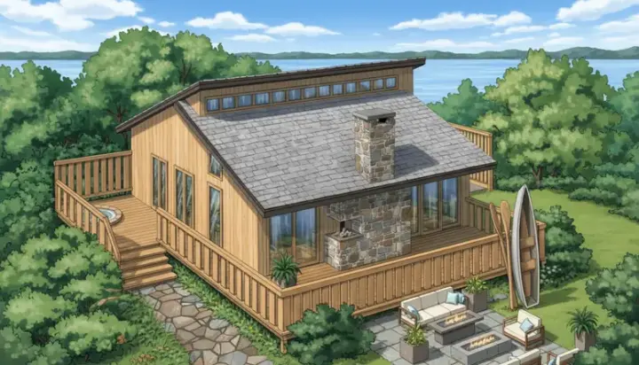 Contemporary house plans 35-192 - front exterior, 936 sq ft, 2 bed, 1 bath house plans | Monster House Plans