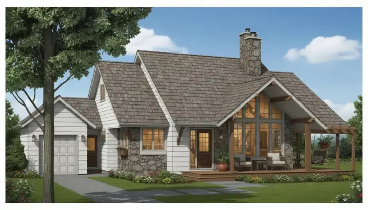 Contemporary house plans 35-196 - front exterior, 1,682 sq ft, 3 bed, 2 bath house plans | Monster House Plans