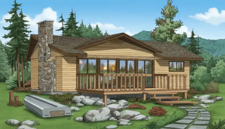 Contemporary house plans 35-197 - front exterior, 988 sq ft, 2 bed, 1 bath house plans | Monster House Plans
