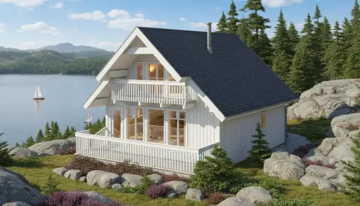 Contemporary house plans 35-199 - front exterior, 1,381 sq ft, 3 bed, 1 bath house plans | Monster House Plans