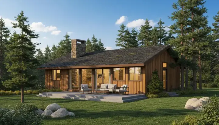 Traditional house plans 35-201 - front exterior, 950 sq ft, 3 bed, 1 bath house plans | Monster House Plans