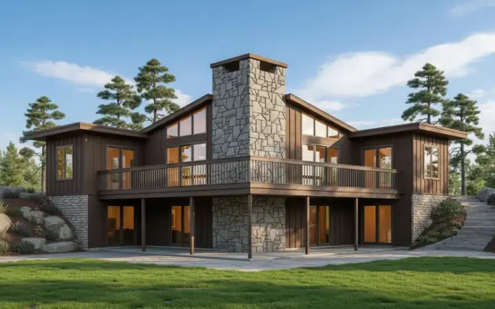 Contemporary house plans 35-205 - front exterior, 1,180 sq ft, 3 bed, 1 bath house plans | Monster House Plans