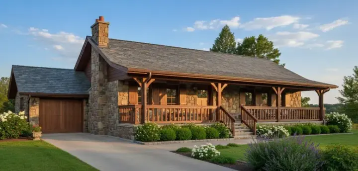 Ranch house plans 35-212 - front exterior, 1,360 sq ft, 3 bed, 1 bath house plans | Monster House Plans