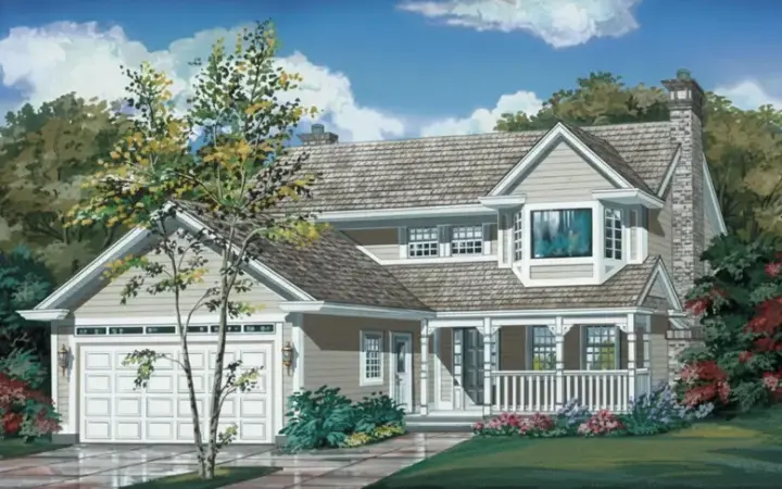 Country house plans 35-225 - front exterior, 1,748 sq ft, 3 bed, 2 bath house plans | Monster House Plans