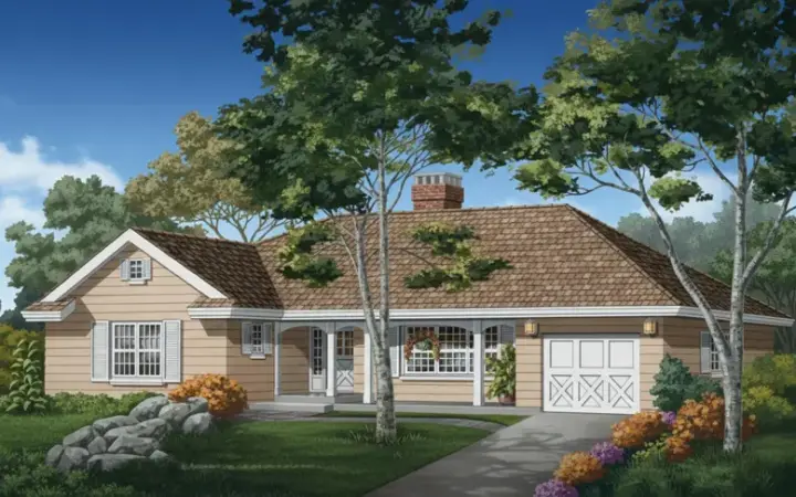 Country house plans 35-242 - front exterior, 1,471 sq ft, 3 bed, 2 bath house plans | Monster House Plans