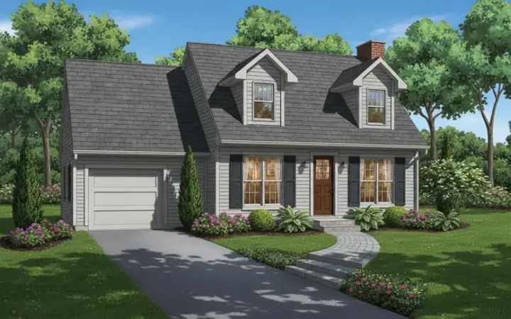 Early American house plans 35-257 - front exterior, 1,243 sq ft, 3 bed, 1 bath house plans | Monster House Plans