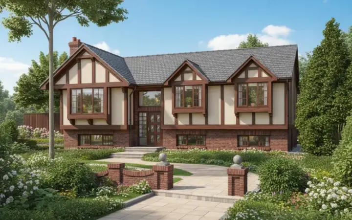 European house plans 35-259 - front exterior, 1,288 sq ft, 3 bed, 2 bath house plans | Monster House Plans