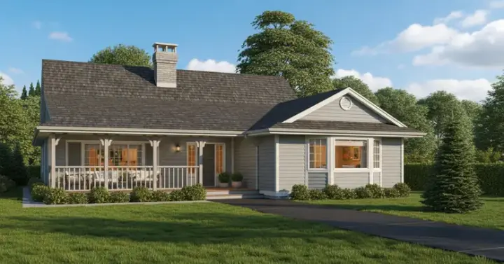 Traditional house plans 35-265 - front exterior, 1,525 sq ft, 3 bed, 2 bath house plans | Monster House Plans