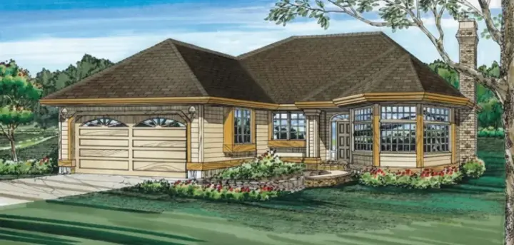 Traditional house plans 35-272 - front exterior, 1,662 sq ft, 3 bed, 2 bath house plans | Monster House Plans