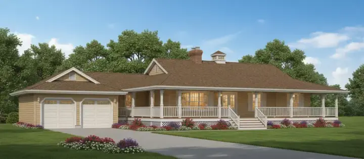 Country house plans 35-280 - front exterior, 1,541 sq ft, 3 bed, 2 bath house plans | Monster House Plans