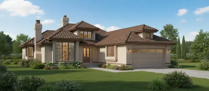 Contemporary house plans 35-284 - front exterior, 1,692 sq ft, 3 bed, 2 bath house plans | Monster House Plans