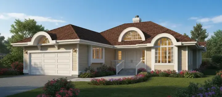 Contemporary house plans 35-286 - front exterior, 1,939 sq ft, 3 bed, 2 bath house plans | Monster House Plans