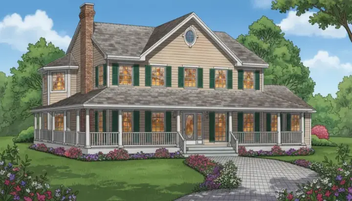 Country house plans 35-288 - front exterior, 2,582 sq ft, 4 bed, 3 bath house plans | Monster House Plans