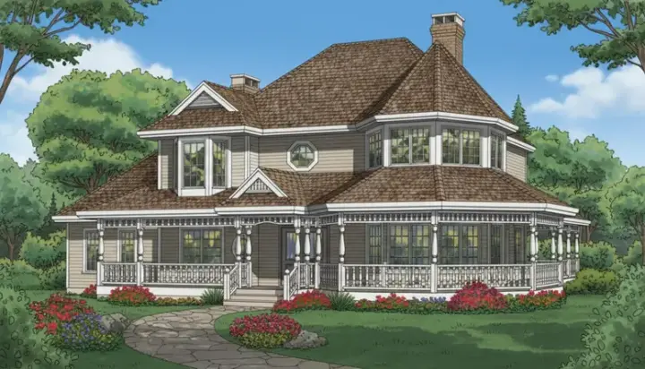 Victorian house plans 35-289 - front exterior, 2,750 sq ft, 4 bed, 2 bath house plans | Monster House Plans