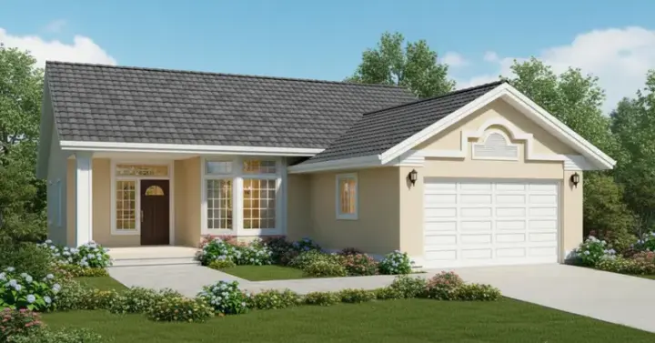 Southwest house plans 35-298 - front exterior, 1,365 sq ft, 3 bed, 2 bath house plans | Monster House Plans