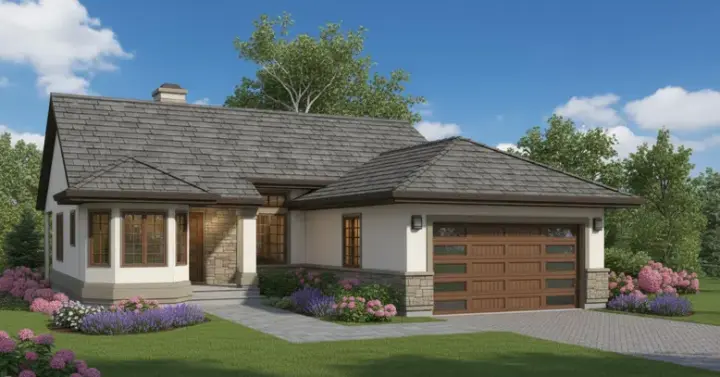 Sunbelt house plans 35-300 - front exterior, 1,328 sq ft, 3 bed, 2 bath house plans | Monster House Plans