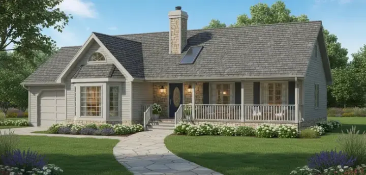 Country house plans 35-301 - front exterior, 1,452 sq ft, 3 bed, 2 bath house plans | Monster House Plans