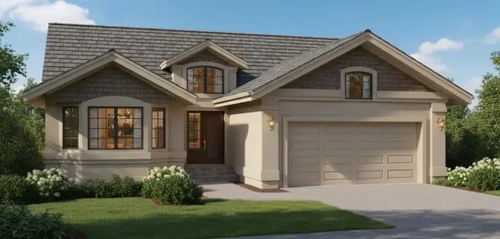 Southwest house plans 35-302 - front exterior, 1,501 sq ft, 3 bed, 2 bath house plans | Monster House Plans