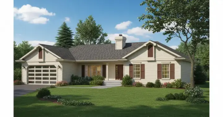 Traditional house plans 35-303 - front exterior, 1,566 sq ft, 3 bed, 2 bath house plans | Monster House Plans