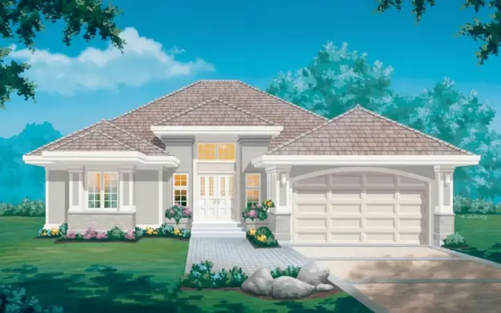 Contemporary house plans 35-306 - front exterior, 1,936 sq ft, 3 bed, 2 bath house plans | Monster House Plans
