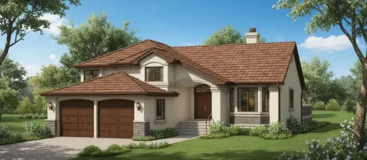 Southwest house plans 35-313 - front exterior, 2,449 sq ft, 3 bed, 3 bath house plans | Monster House Plans