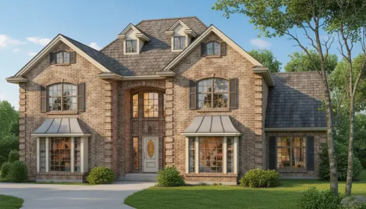 European house plans 35-320 - front exterior, 3,810 sq ft, 4 bed, 2 bath house plans | Monster House Plans