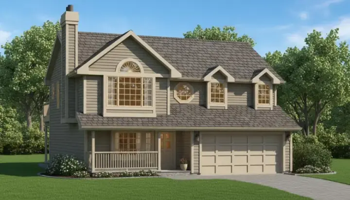 Traditional house plans 35-331 - front exterior, 1,395 sq ft, 3 bed, 2 bath house plans | Monster House Plans