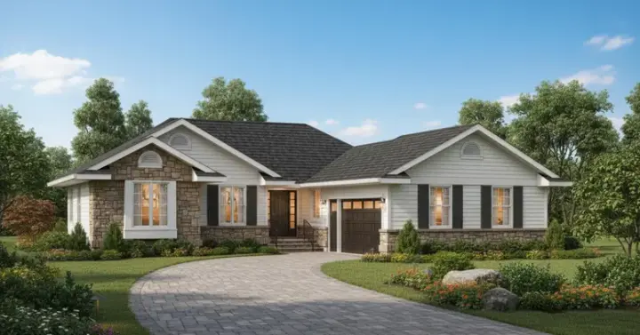 Traditional house plans 35-334 - front exterior, 1,295 sq ft, 3 bed, 2 bath house plans | Monster House Plans