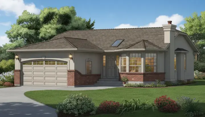 Traditional house plans 35-342 - front exterior, 1,432 sq ft, 3 bed, 2 bath house plans | Monster House Plans