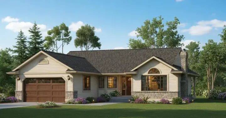 Traditional house plans 35-345 - front exterior, 1,493 sq ft, 3 bed, 2 bath house plans | Monster House Plans