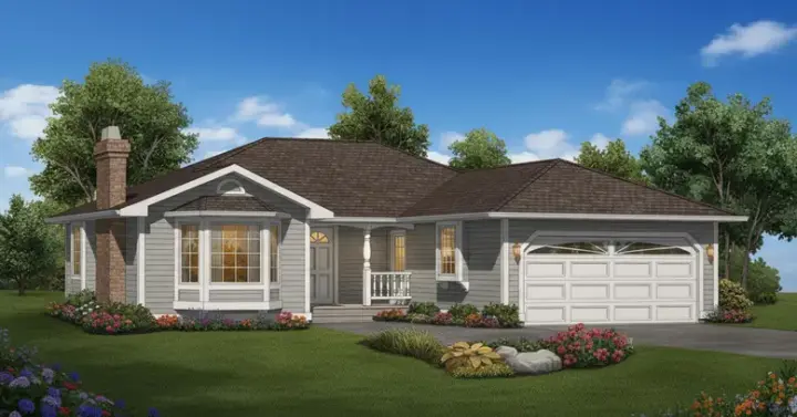 Traditional house plans 35-347 - front exterior, 1,495 sq ft, 3 bed, 2 bath house plans | Monster House Plans