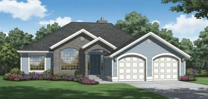 Sunbelt house plans 35-348 - front exterior, 1,624 sq ft, 3 bed, 2 bath house plans | Monster House Plans