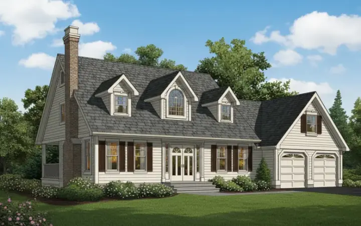 Early American house plans 35-358 - front exterior, 1,827 sq ft, 3 bed, 2 bath house plans | Monster House Plans