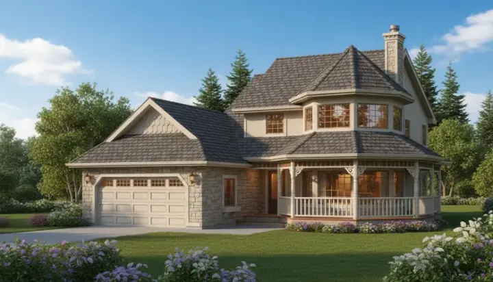 Victorian house plans 35-364 - front exterior, 2,043 sq ft, 3 bed, 2 bath house plans | Monster House Plans
