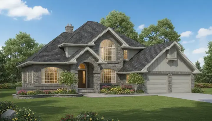 Traditional house plans 35-368 - front exterior, 2,097 sq ft, 4 bed, 2 bath house plans | Monster House Plans