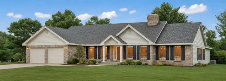 Ranch house plans 35-374 - front exterior, 2,211 sq ft, 3 bed, 2 bath house plans | Monster House Plans