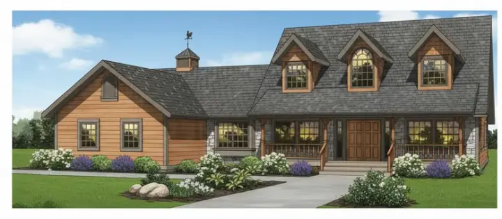 Farmhouse house plans 35-378 - front exterior, 2,264 sq ft, 3 bed, 2 bath house plans | Monster House Plans