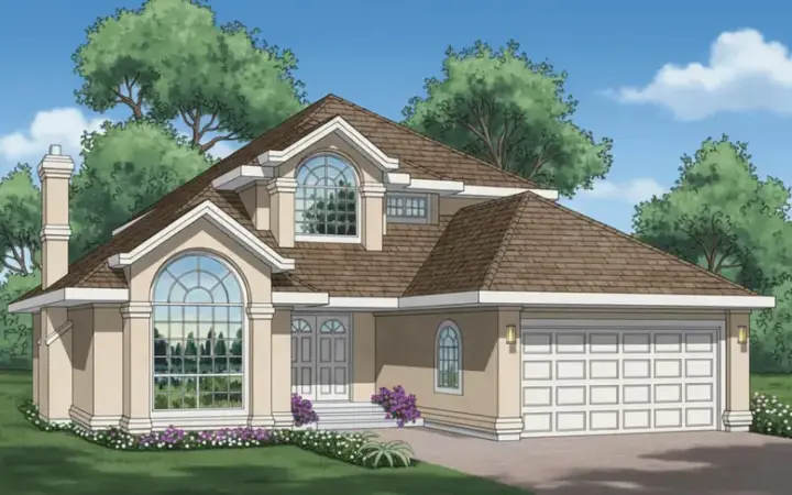 Southwest house plans 35-379 - front exterior, 2,335 sq ft, 3 bed, 3 bath house plans | Monster House Plans